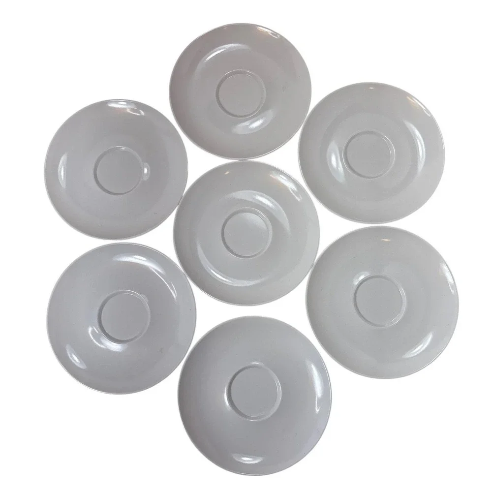 Set‎ of 7 Vintage Prolon White Melamine Saucers 5.5 Inch Round Plates 7202 MCM